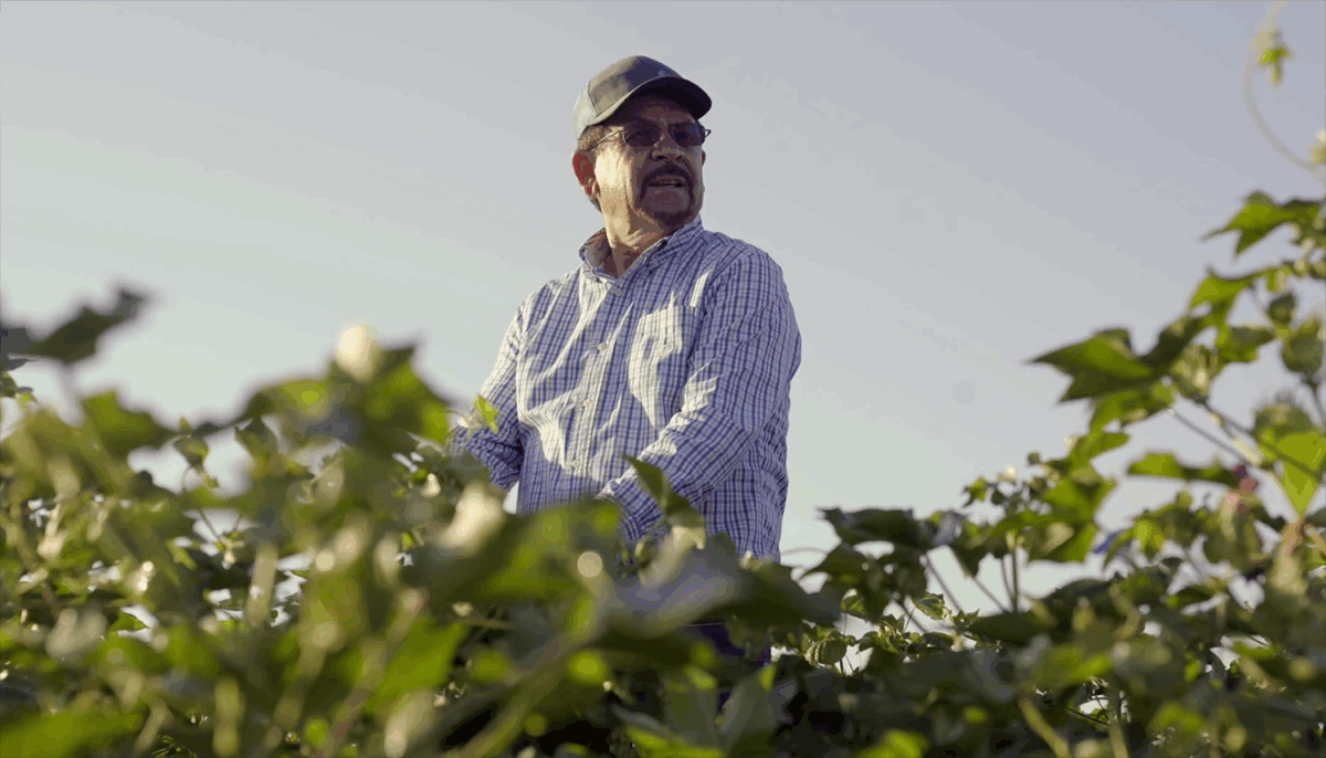 Manuel Macias tending to his crops
