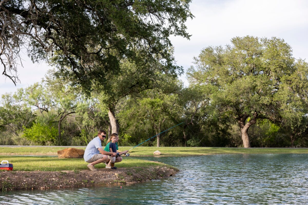 A family fishing.