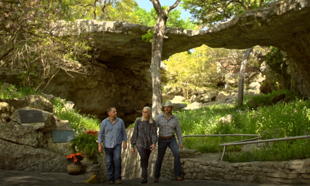 the Wuest family walking through Natural Bridge Caverns