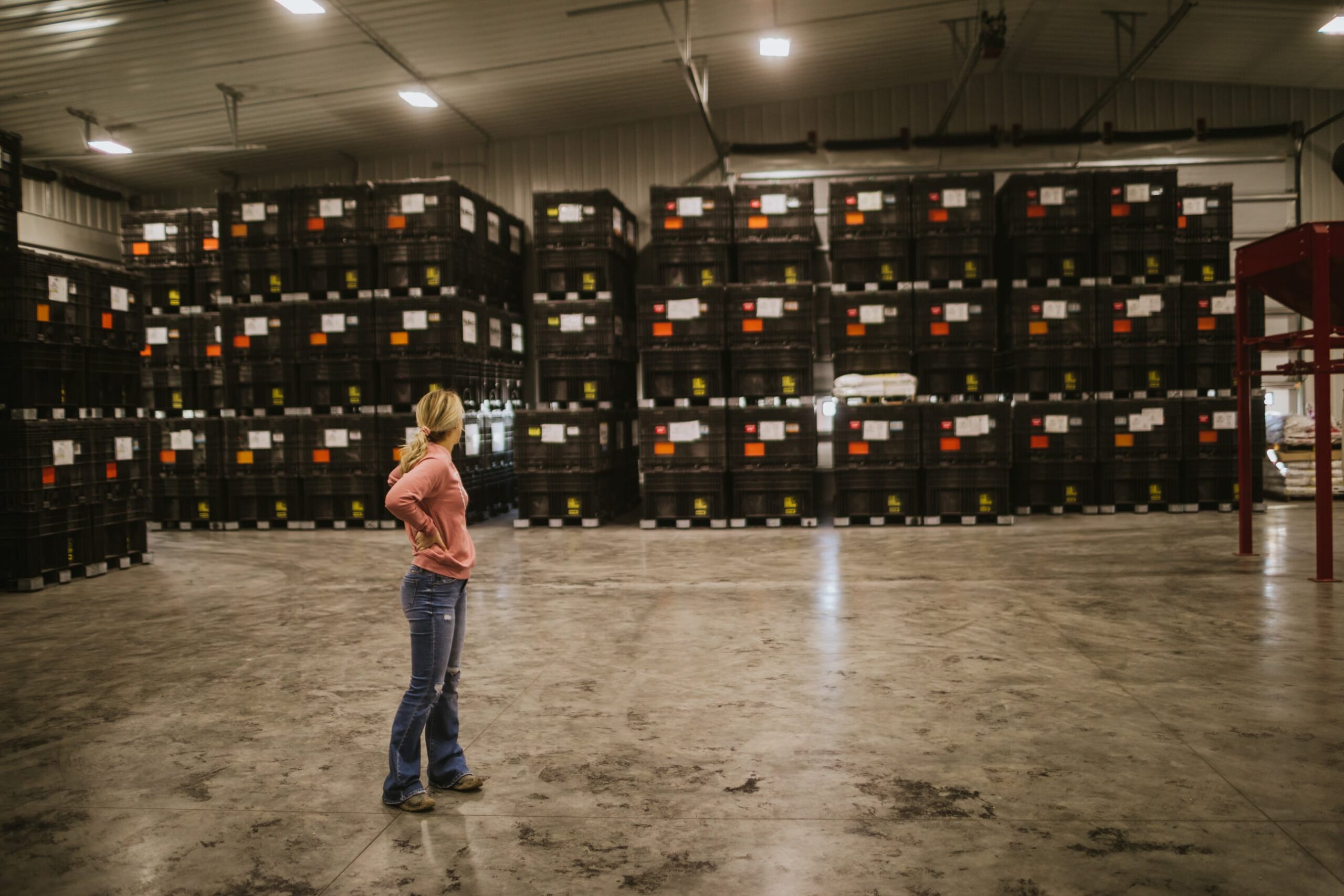 Woman in seed warehouse